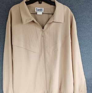 TEDDI Beige Tan Women's  Jacket 2XL XXL Full Zip Pockets Lightweight LC1
